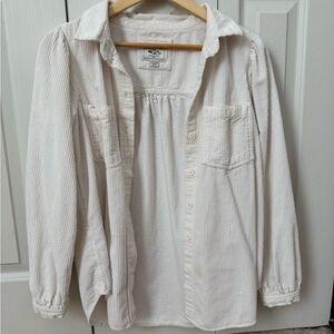 American Eagle Outfitters Cream Corduroy Button-Up Jacket